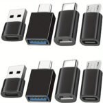 8Pcs Usb To Usb C Adapter, Usb Type C Female To Usb Adapter, Micro Usb To Usb C Female Male Converter Connector, For Laptop Car Smartphone Headphone Mic Pc