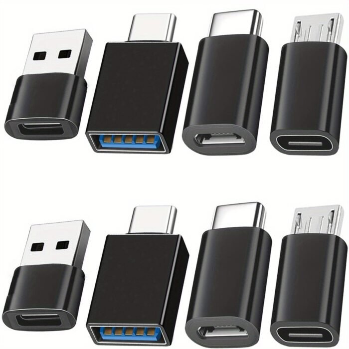 8Pcs Usb To Usb C Adapter, Usb Type C Female To Usb Adapter, Micro Usb To Usb C Female Male Converter Connector, For Laptop Car Smartphone Headphone Mic Pc - Image 1