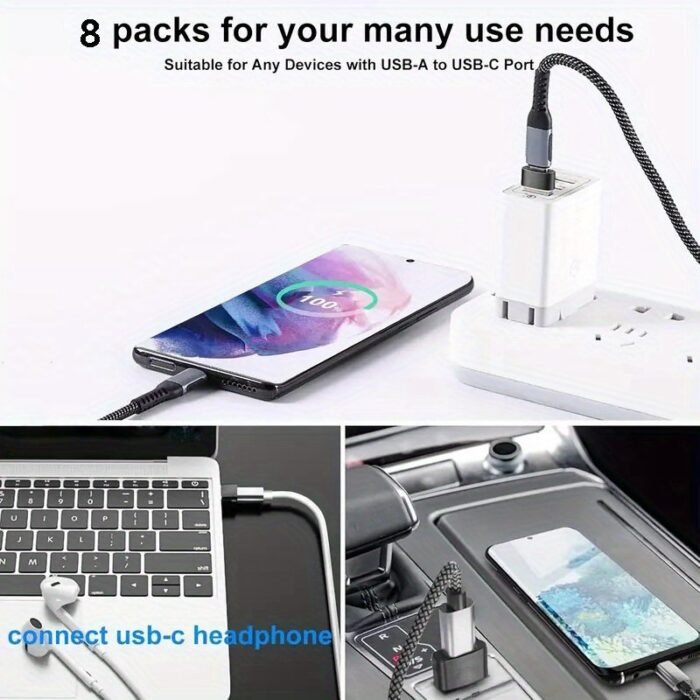 8Pcs Usb To Usb C Adapter, Usb Type C Female To Usb Adapter, Micro Usb To Usb C Female Male Converter Connector, For Laptop Car Smartphone Headphone Mic Pc - Image 4