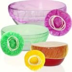 100-Pack Reusable Elastic Food Storage Covers - Transparent Stretchable Plastic Bowl Plate Seal Wrap, Unscented, Perfect Alternative To Aluminum Foil And Cling Film