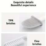 Wall-Mounted Toilet Brush Set, Silicone-Headed Bathroom Cleaning Kit, Space-Saving Long Handle Toilet Cleaner, Ergonomic Design, With 2 Brushes & Holder, For No Electricity Needed, Ideal For Living Room, Bathroom, Toilet, Kitchen Cleaning - Image 8