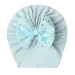 Newborn Infant Polka Dot Printed Bow Elastic Head Wrap, Turban Headwear Cap For Toddlers, Baby Girls And Boys - Image 11
