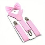 Boys And Girls Universal Solid Color 3-Clip Y-Style Suspenders And Bow Tie Set Youngsters'S Suspenders + Bow Tie Two-Piece Set - Image 15
