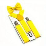 Boys And Girls Universal Solid Color 3-Clip Y-Style Suspenders And Bow Tie Set Youngsters'S Suspenders + Bow Tie Two-Piece Set - Image 9