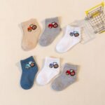6 Pairs/3 Pairs Boys' Youngsters Cartoon Tractor Pattern Cute Socks, Breathable Comfort Crew Socks, 1-6 Years Fashion Socks - Image 10