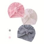 3Pcs Infant And Newborn Hat, Soft Infant/Newborn Tie Head Cover - Image 7