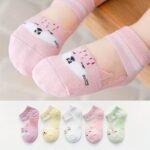 5Pairs Boys Girls Kids Thin Mesh Breathable Soft Comfy Socks, Cartoon Cute Socks, Children'S Trendy Socks For Spring Summer - Image 2