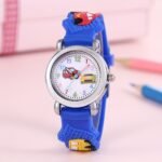 1Pc Boys Girls Teen Cute Car Print Round Dial Quartz Watch For Gift Daily Life