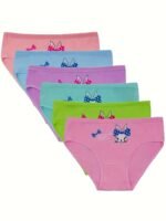 4Pcs Random Color Girls' Panties, Cartoon Pattern Children'S Briefs - Image 2