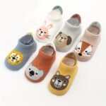 6Pairs Boys Girls Kids Cartoon Animal Pattern Cute Socks Shoes, Anti-Skid Socks With Dot Glue, Toddlers Children'S Trendy Floor Socks