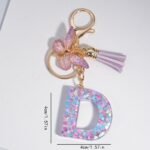 Butterfly Letter Keychain Pendant Key Chain, Girls Accessories, School Bag Pendant - Image 2