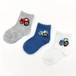 6 Pairs/3 Pairs Boys' Youngsters Cartoon Tractor Pattern Cute Socks, Breathable Comfort Crew Socks, 1-6 Years Fashion Socks - Image 4