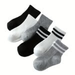 3Pairs Unisex Double Stripes School Preppy Kids Crew Socks For Boys Girls Children Baby Kids - Image 4