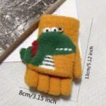 Boys' Winter Gloves With Cartoon Dinosaur Design - 100% Nylon, Snug Fit Button Closure, Lightweight Warmth For Daily Play & New Year Celebrations (Mixed Colors) - Image 4