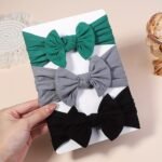 3 Pack Solid Color Baby Hair Band Stretch Bandanas - Image 11