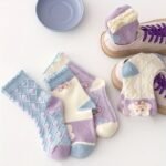 5 Pairs Girl'S Polka Dot Rabbit Cute Pattern Socks, Breathable Comfy Crew Socks, Children'S Trendy Summer Spring Socks - Image 2