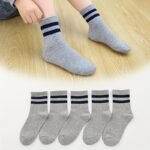 5 Pairs Of Socks, New Spring And Summer Style For Boys, Suitable For Older Kids, Mid-Calf Sports Socks For Spring And Autumn. - Image 2