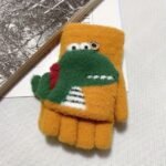Boys' Winter Gloves With Cartoon Dinosaur Design - 100% Nylon, Snug Fit Button Closure, Lightweight Warmth For Daily Play & New Year Celebrations (Mixed Colors) - Image 7