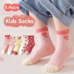 Girls Kids Love Heart Pattern Cute Socks, Breathable Comfy Crew Socks, Children'S Trendy Socks - Image 6