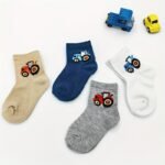 6 Pairs/3 Pairs Boys' Youngsters Cartoon Tractor Pattern Cute Socks, Breathable Comfort Crew Socks, 1-6 Years Fashion Socks - Image 7