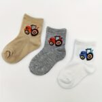 6 Pairs/3 Pairs Boys' Youngsters Cartoon Tractor Pattern Cute Socks, Breathable Comfort Crew Socks, 1-6 Years Fashion Socks - Image 6