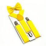 Boys And Girls Universal Solid Color 3-Clip Y-Style Suspenders And Bow Tie Set Youngsters'S Suspenders + Bow Tie Two-Piece Set - Image 4