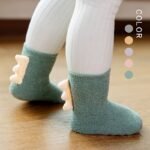 1Pair Baby Floor Socks Thickened Warm Non-Slip Cute Dinosaur Toddler Socks For Boys And Girls