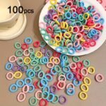 100Pcs Girls Elastic Colorful Hair Ties, Ponytail Hair Holders, Hair Accessory Sets, Christmas Gifts - Image 3