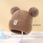 Winter Knitted Hat With Adorable Bear Ears & Pom-Pom - Stretchy Breathable Warm Beanie For Girls & Boys, Christmas Gift, White, Winter Hat, Festive Babywear, Cartoonish Cozy Style - Image 8