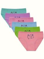 4Pcs Random Color Girls' Panties, Cartoon Pattern Children'S Briefs - Image 6