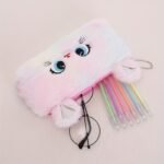 Girl'S Cute Cat Storage Bag Zipper Coin Wallet Gradient Color Girl'S Plush Pencil Case Stationery - Image 7