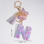 Butterfly Letter Keychain Pendant Key Chain, Girls Accessories, School Bag Pendant - Image 10