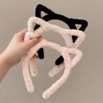 1/4Pcs Fashion Hollow Cat Ears Headband, Girl Cute Plush Headband, Washing Face Headwear Hair Accessories