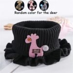 Youngsters' Winter Knitted Bibs - Windproof Warm Ruffled Collar With Cute Cartoon Animal Applique, Soft Multicolor Options For Boys & Girls, Hand Wash/Dry Clean, Mealtime Apparel - Image 7