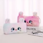 Girl'S Cute Cat Storage Bag Zipper Coin Wallet Gradient Color Girl'S Plush Pencil Case Stationery - Image 2