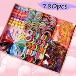 780Pcs Girls Hair Accessories, Elastic Hair Ties, Simple Hairpins, Ponytail Holders Rubber Hair Bands, For Birthday (Halloween, Christmas, Thanksgiving Gift