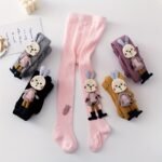1-Pack Baby & Toddler Breathable Footed Socks With Cute Rabbit Eating Carrots Design - Soft Light Beige-Friendly All-Season Outfit-Boosters, Multi-Color Options For Girls & Boys 0-8 Years - Image 2