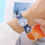 Youngsters' Cute Astronaut & Ufo Quartz Watch - Silicone Band, Non-Waterproof, Blue - Image 2