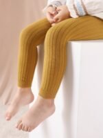 Toddler Girls Knit Leggings, Toddler Footless Pantyhose - Image 4