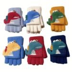 Boys' Winter Gloves With Cartoon Dinosaur Design - 100% Nylon, Snug Fit Button Closure, Lightweight Warmth For Daily Play & New Year Celebrations (Mixed Colors) - Image 16