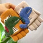 Boys' Winter Gloves With Cartoon Dinosaur Design - 100% Nylon, Snug Fit Button Closure, Lightweight Warmth For Daily Play & New Year Celebrations (Mixed Colors) - Image 10