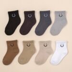 5-Pack Boys' Cartoon Joyful Face Socks - Soft Polyester All-Season Comfort, Assorted Neutral Colors For Casual Attire & Play, Playful Socks | Playful Design | Soft Polyester Socks, Funny Socks