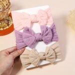 3-Pack Darni Baby Hair Bands - Elastic Hair Ties With Bow Design, Soft Breathable Fabric For Infants, Mixed Colors (Beige/Black/White/Pink/Blue/Grey) - Secure Head Warmer & Everyday Hair Accessories, Infant Hair Accessories, Playful Infant Accessories, Comfortable Infant Wear - Image 10