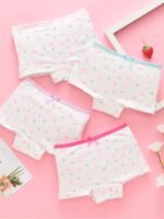 4-Pack Girls' Cute Bunny & Cat Print Boxer Briefs - Soft Stretchy Mid-Rise Underwear With Pastel Colors, All-Season Comfort, Regular Fit For Youngsters & Youngsters, Youngsters Underwear, Playful Youngsters' Apparel, Comfortable Youngsters' Wear