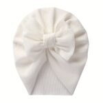 1Pc Baby Girls' Stretchy Bow Detail Beanie Hat - Soft Breathable Knit Adjustable Snug Fit For Toddlers, Pastel Pink & Beige, Spring/Fall Casual & New Year Occasions, Toddler Hat, Spring Toddler Wear, Autumn Toddler Accessory, Minimalist Toddler Style, Comfortable Babywear, Infant Headwear, Lightweight Material, Infant Cap, Kids Fashion - Image 6