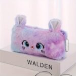 Girl'S Cute Cat Storage Bag Zipper Coin Wallet Gradient Color Girl'S Plush Pencil Case Stationery - Image 6