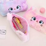 Girl'S Cute Cat Storage Bag Zipper Coin Wallet Gradient Color Girl'S Plush Pencil Case Stationery - Image 4