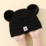 Winter Knitted Hat With Adorable Bear Ears & Pom-Pom - Stretchy Breathable Warm Beanie For Girls & Boys, Christmas Gift, White, Winter Hat, Festive Babywear, Cartoonish Cozy Style - Image 12