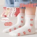 Girls Kids Love Heart Pattern Cute Socks, Breathable Comfy Crew Socks, Children'S Trendy Socks - Image 11