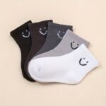 5-Pack Boys' Cartoon Joyful Face Socks - Soft Polyester All-Season Comfort, Assorted Neutral Colors For Casual Attire & Play, Playful Socks | Playful Design | Soft Polyester Socks, Funny Socks - Image 8